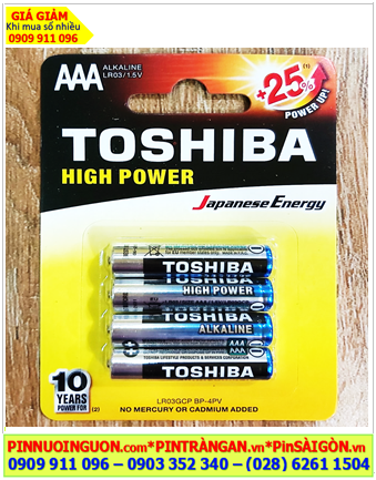Toshiba LR03GCP BP-4PV, Pin AAA Toshiba LR03GCP BP-4PV High Power Alkaline 1.5v (Loại Vỉ 4viên)